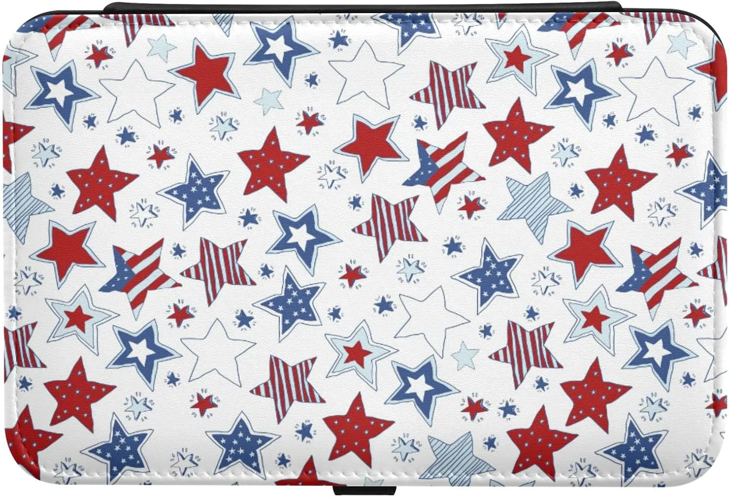 Oyihfvs American Flag Stars USA White and Blue Stars Seamless on White Leather Jewelry Bag, Jewelry Storage, Portable Jewelry Organizer Boxes for Women Lady Necklace, Earrings, Rings, Bracelet