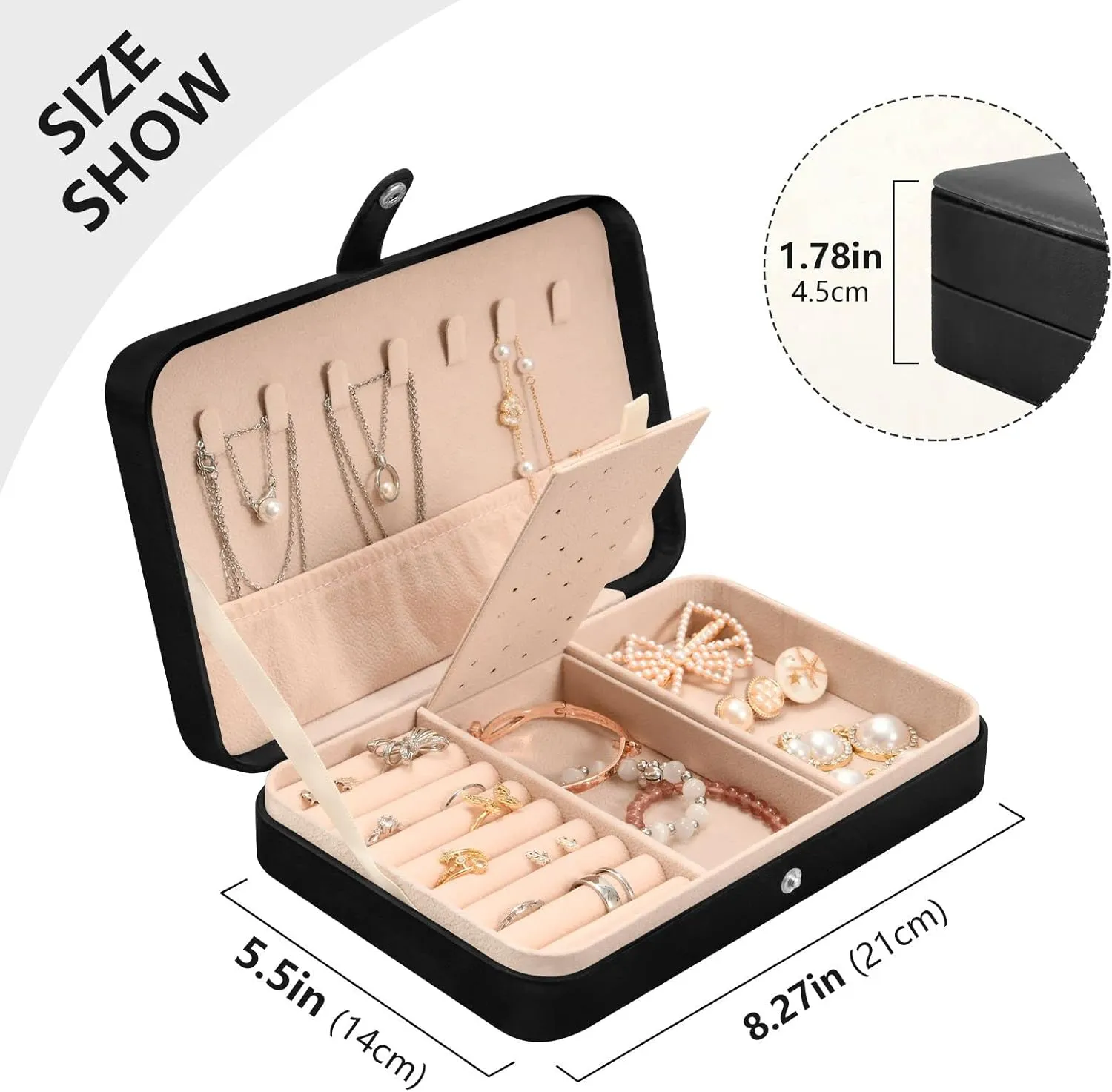 Oyihfvs Beautiful Ballet Girl, Ballerina with Flowers Butterfly and Sparkles Leather Jewelry Bag, Jewelry Storage, Portable Jewelry Organizer Boxes for Women Lady Necklace, Earrings, Rings, Bracelet