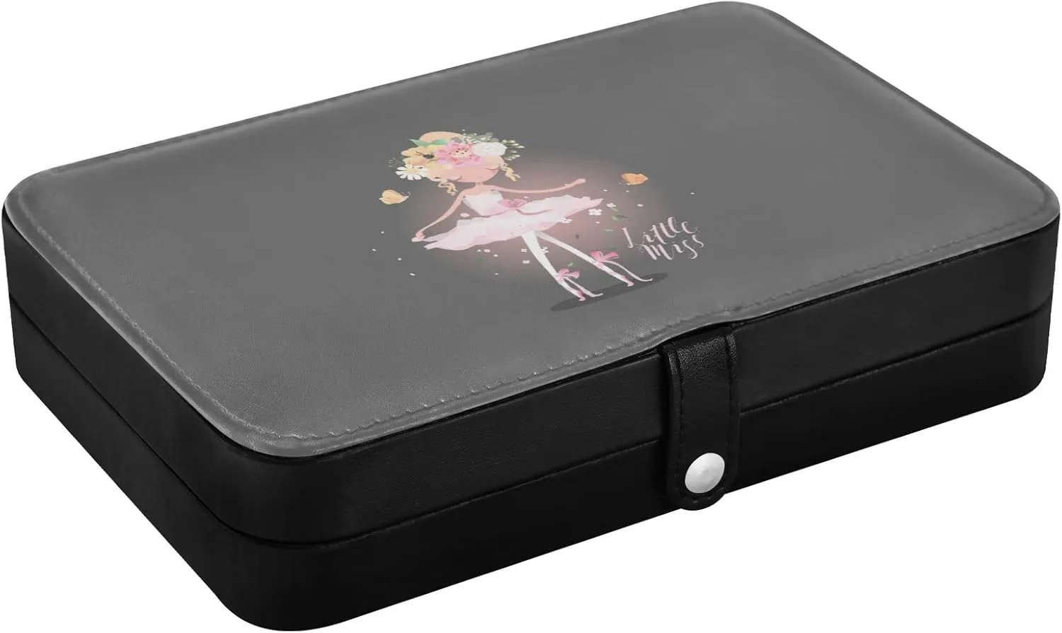 Oyihfvs Beautiful Ballet Girl, Ballerina with Flowers Butterfly and Sparkles Leather Jewelry Bag, Jewelry Storage, Portable Jewelry Organizer Boxes for Women Lady Necklace, Earrings, Rings, Bracelet