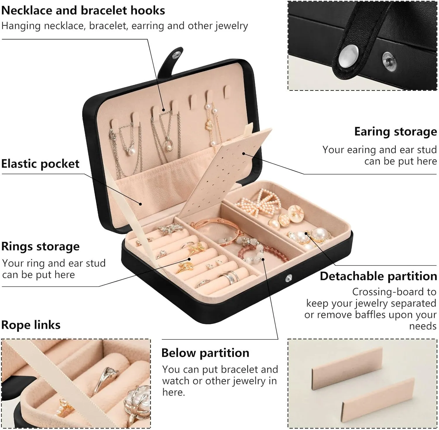 Oyihfvs Beautiful Ballet Girl, Ballerina with Flowers Butterfly and Sparkles Leather Jewelry Bag, Jewelry Storage, Portable Jewelry Organizer Boxes for Women Lady Necklace, Earrings, Rings, Bracelet