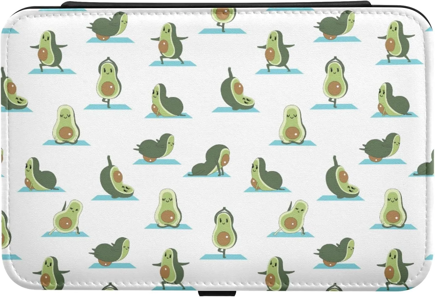 Oyihfvs Cute Green Avocados Do Yoga Relax Seamless Pattern on White Leather Jewelry Bag, Jewelry Storage, Portable Jewelry Organizer Boxes for Women Lady Necklace, Earrings, Rings, Bracelet