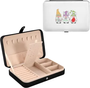 Oyihfvs Happy Easter Gnomes with Easter Eggs Light Colors on White Leather Jewelry Bag, Jewelry Storage, Portable Jewelry Organizer Boxes for Women Lady Necklace, Earrings, Rings, Bracelet