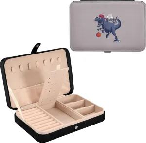 Oyihfvs Navy Blue Basketball Player Dinosaur Best Team New York Leather Jewelry Bag, Jewelry Storage, Portable Jewelry Organizer Boxes for Women Lady Necklace, Earrings, Rings, Bracelet