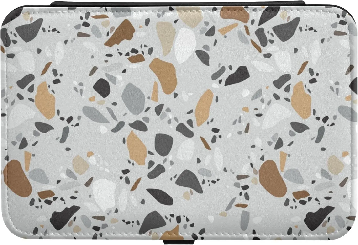 Oyihfvs Seamless Terrazzo Stone Fragments Rock Surface on Grey Background Leather Jewelry Bag, Jewelry Storage, Portable Jewelry Organizer Boxes for Women Lady Necklace, Earrings, Rings, Bracelet