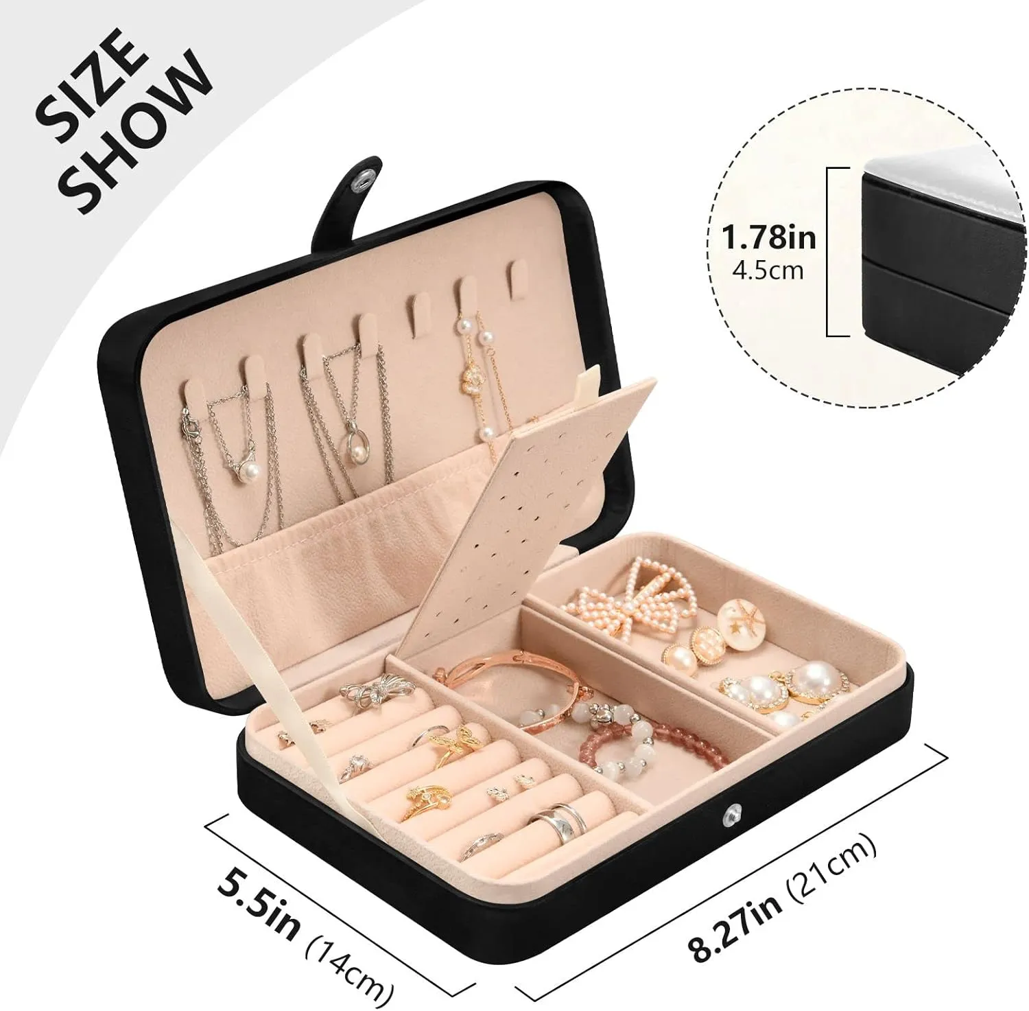 Oyihfvs White Unicorn Pink and Purple Style on White Leather Jewelry Bag, Jewelry Storage, Portable Jewelry Organizer Boxes for Women Lady Necklace, Earrings, Rings, Bracelet