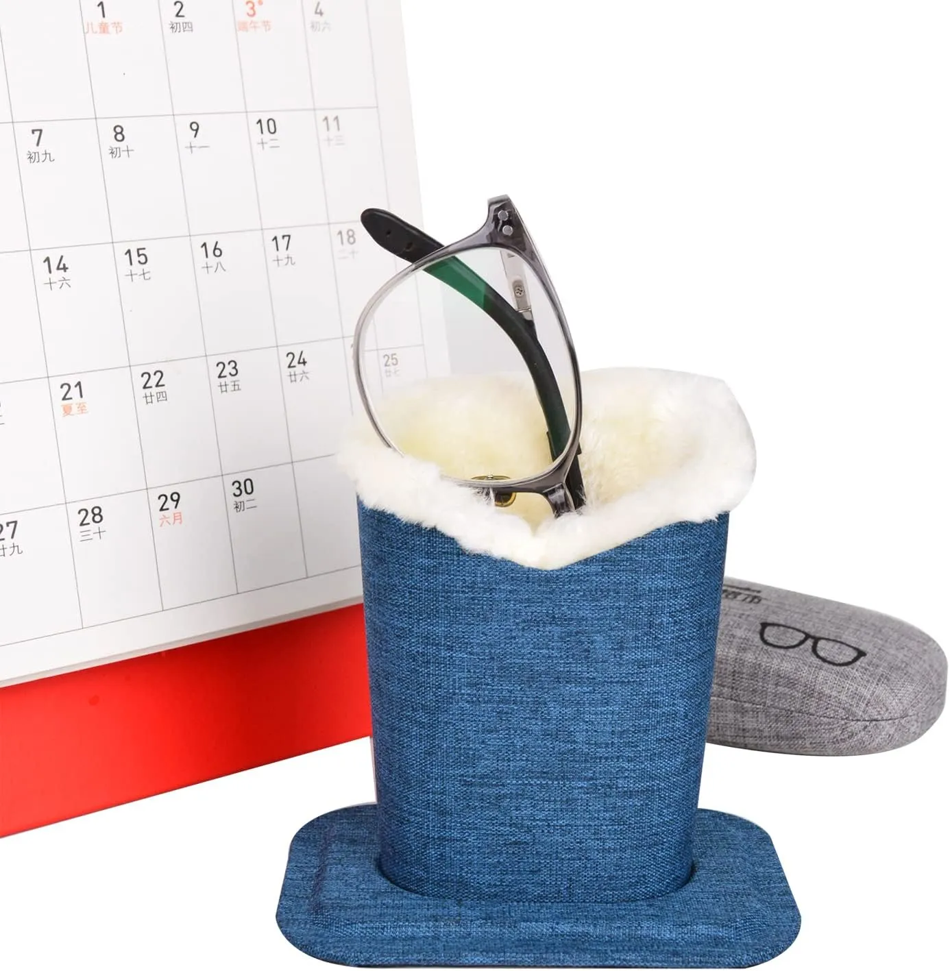 Pack of 2 Soft Plush Lined Eyeglasses Holder Stand Protective Glasses Holder Stand