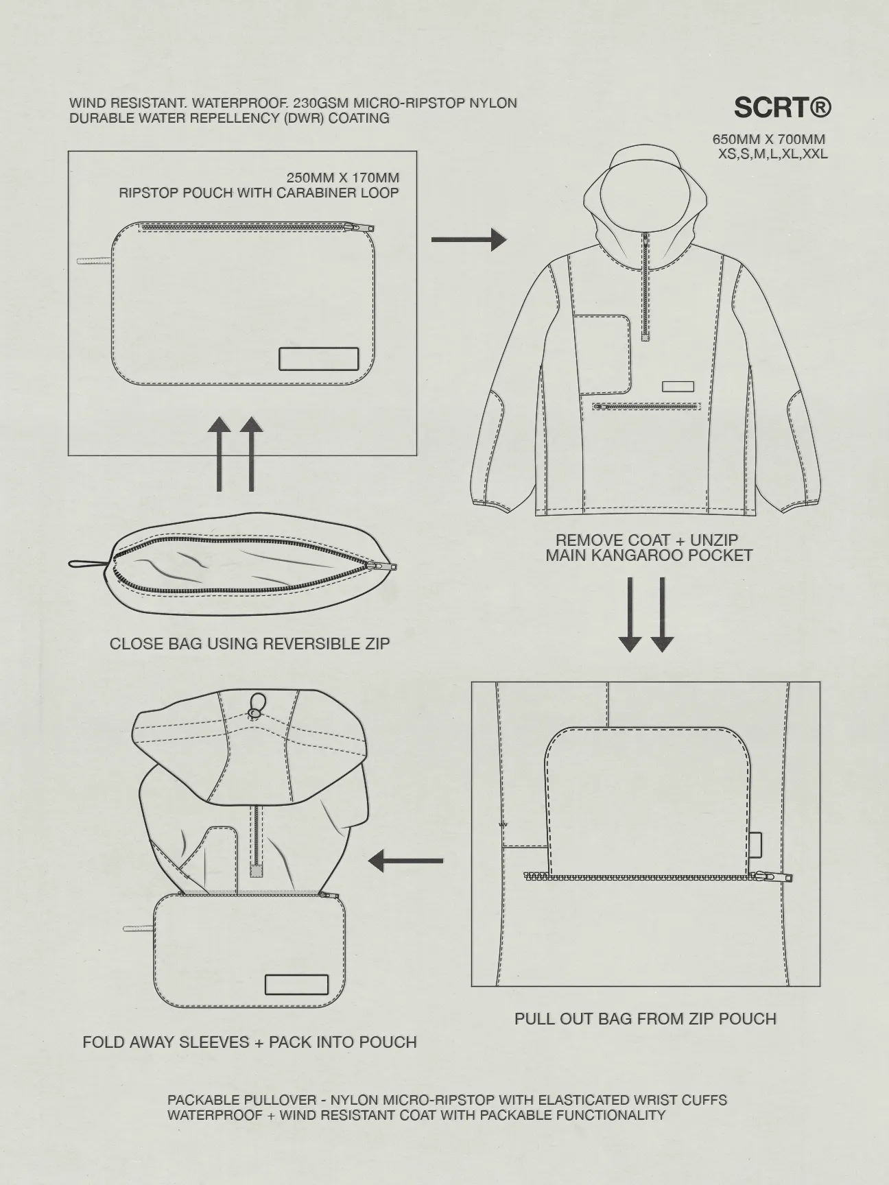 Packable Pullover Coat - Peat