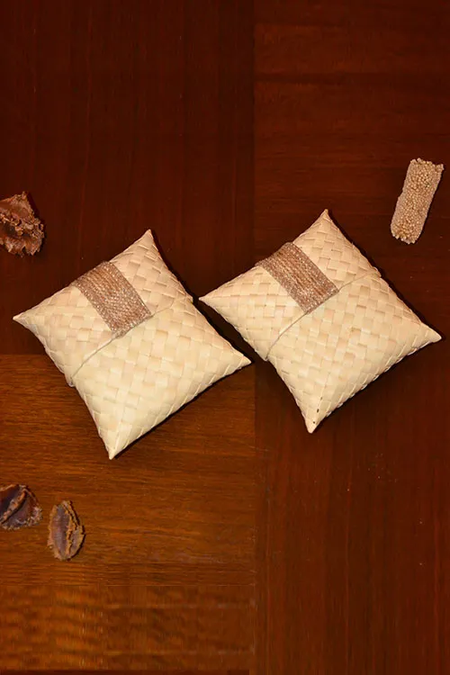 Palm Leaf Gift & Utility Pouch Natural (Set of 2)