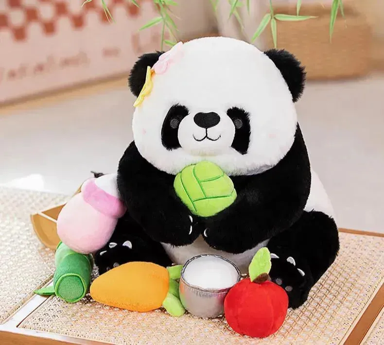 Panda Bloom Fluffy Blossom Plush