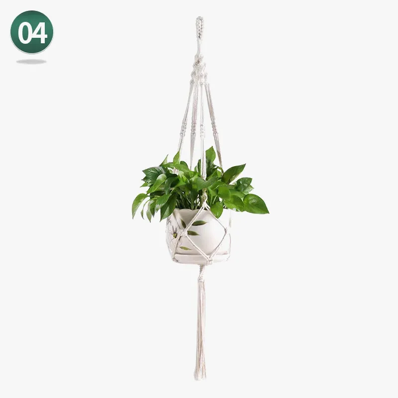 panier suspendu en macramé pour plantes artisanales décoration intérieure