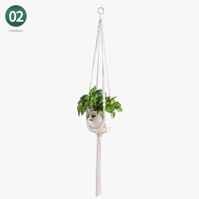 panier suspendu en macramé pour plantes artisanales décoration intérieure