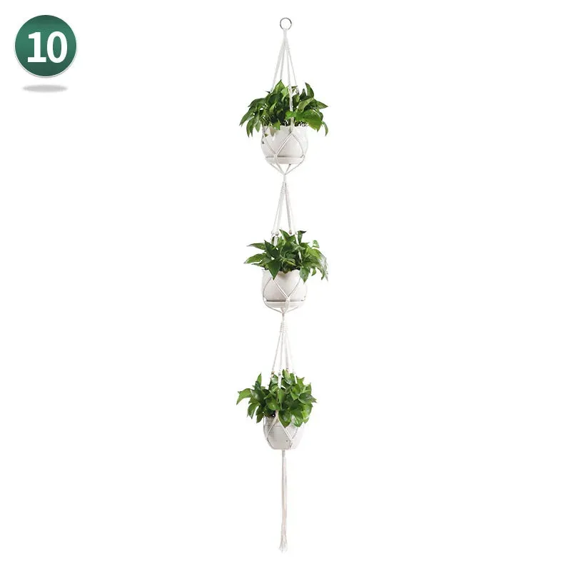 panier suspendu en macramé pour plantes artisanales décoration intérieure