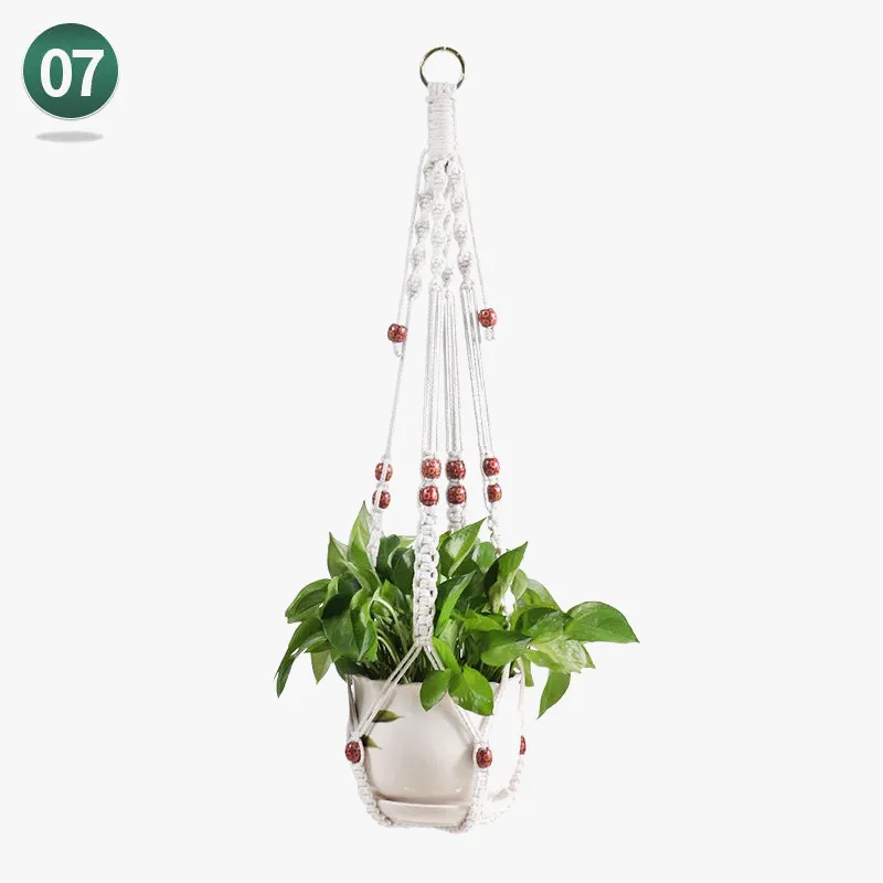 panier suspendu en macramé pour plantes artisanales décoration intérieure