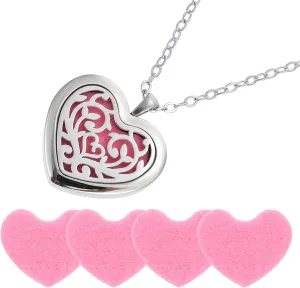 PartyKindom Diffuser Locket Necklace Aromatherapys Essential Oil Diffuser Pendant Necklace, Necklace with 5 Refill Pads Aromatherapy Necklace
