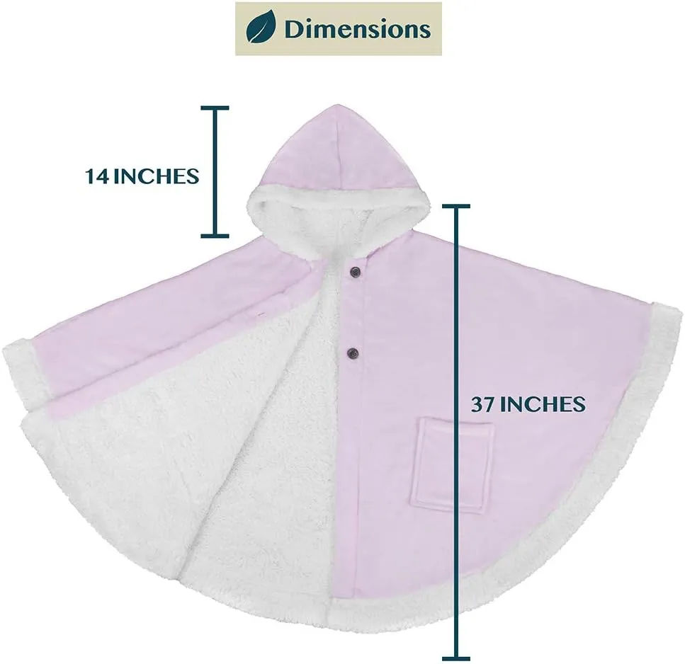 PAVILIA Sherpa Fleece Wearable Blanket for Adult Women, Cozy Plush Blanket Poncho Cape with Hood, Super Soft Shawl, Angel Wrap Throw for Office, Lavender Purple