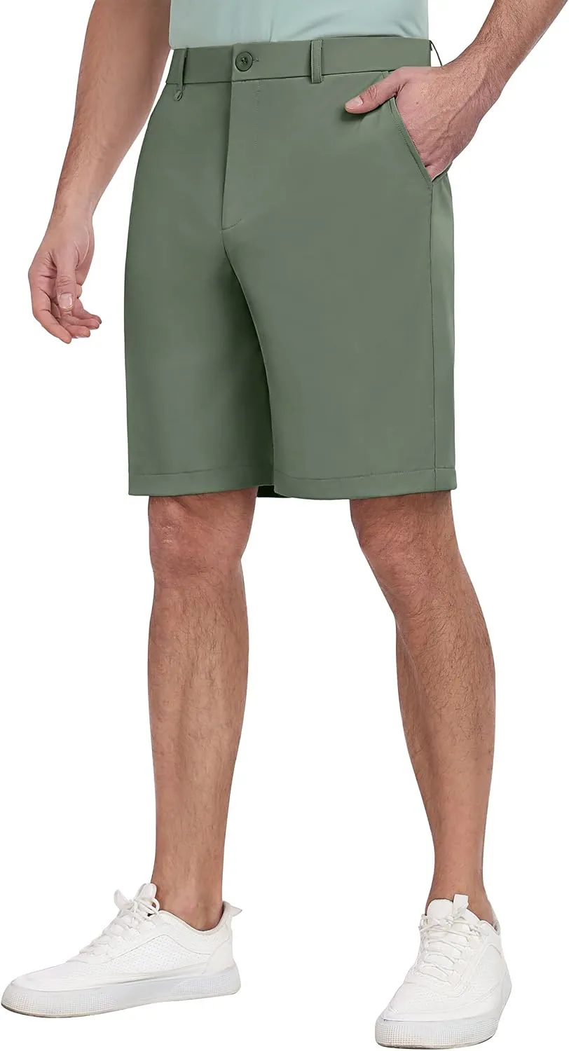 PEGENO Men's Golf Dress Shorts - Lightweight Waterproof Quick-Dry Casual Summer Shorts