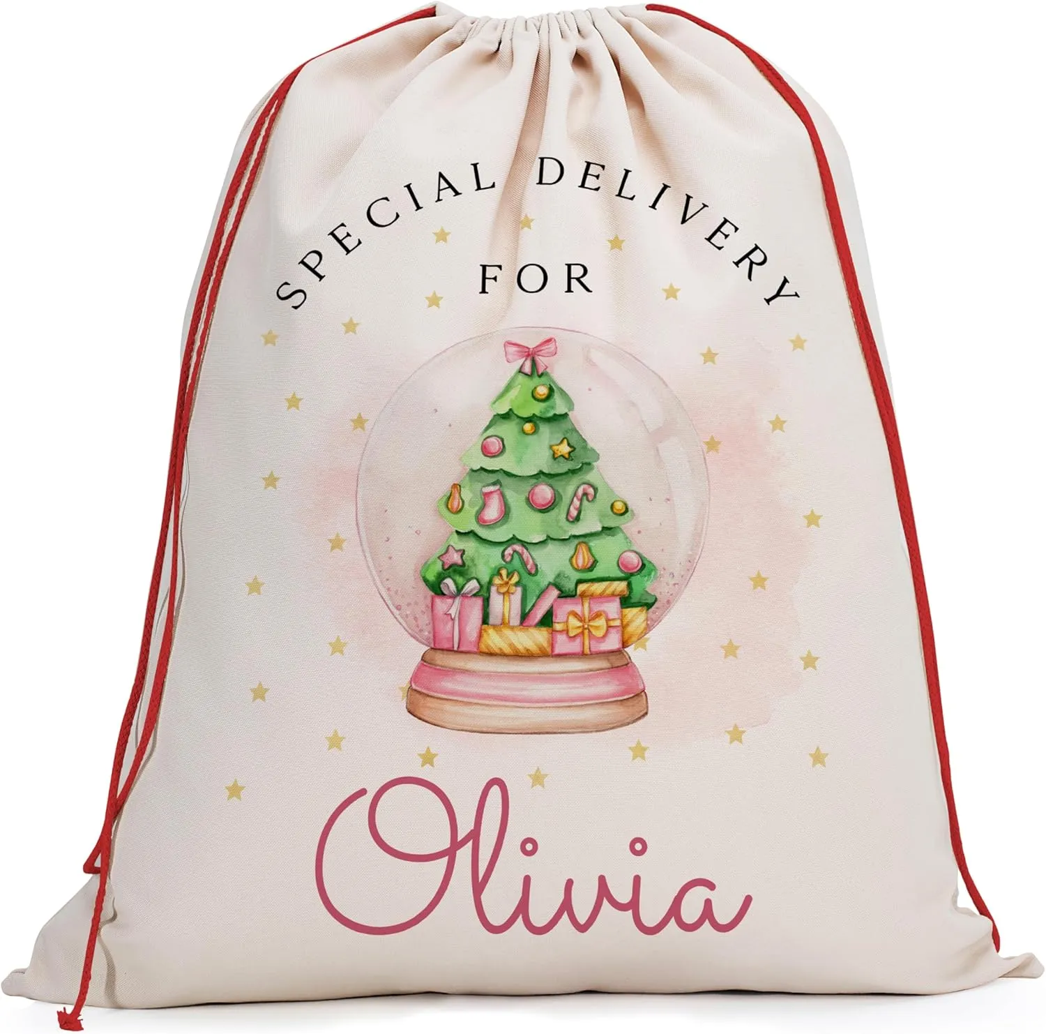 Personalized Christmas Santa Sacks with Kid Name, Custom Large Christmas Canvas Gift Bag with Matching Kid Ornament to add, Customize Family Christmas Bag for Holiday Presents, D2