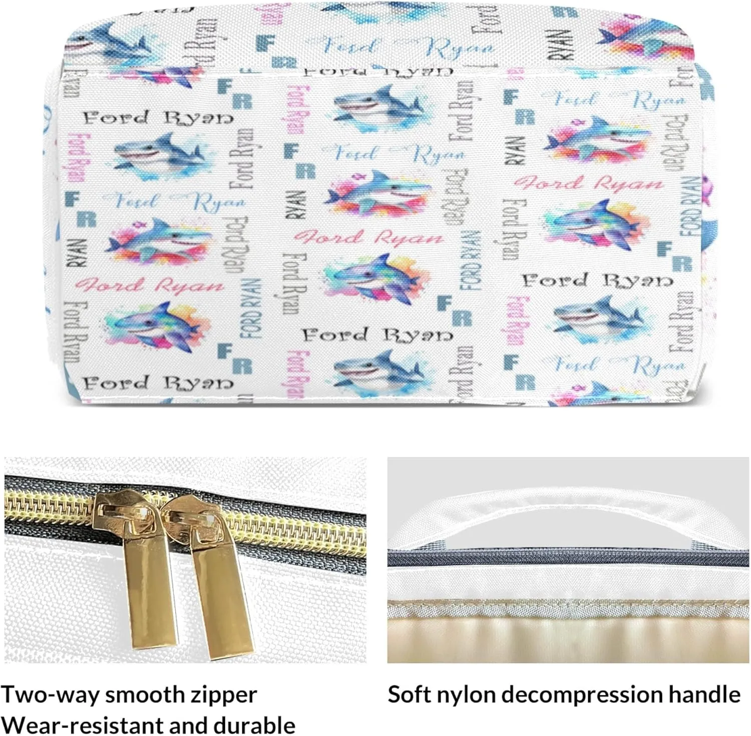 Personalized Diaper Backpack with Name, Custom Shark Baby Backpack Diaper Bag, Boy Girl Multifunctional Mommy Bag