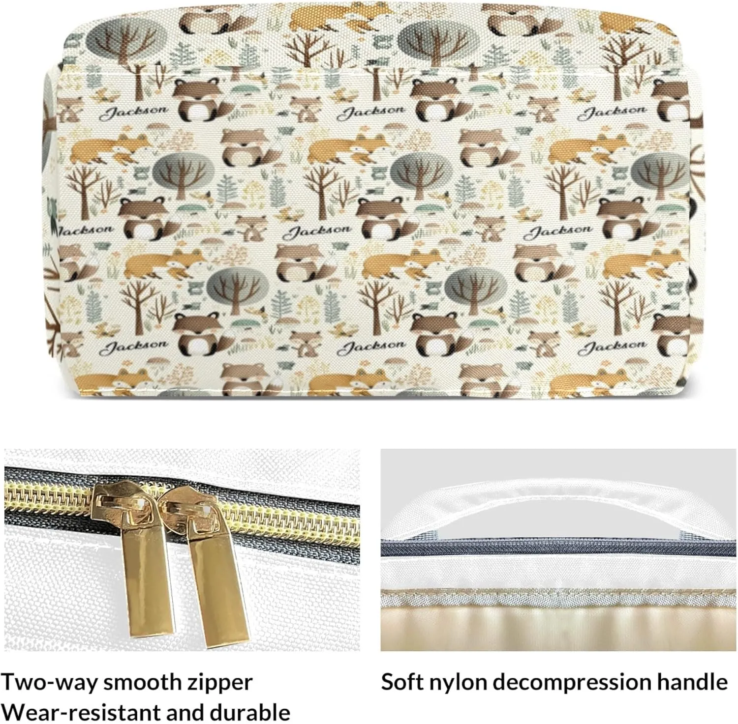 Personalized Diaper Backpack with Name, Custom Woodland Baby Backpack Diaper Bag, Boy Girl Multifunctional Mommy Bag