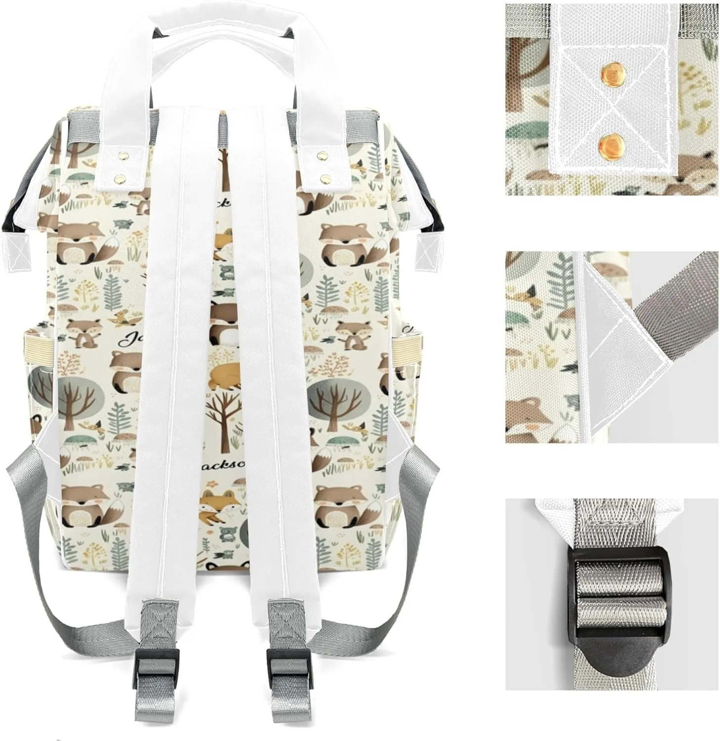Personalized Diaper Backpack with Name, Custom Woodland Baby Backpack Diaper Bag, Boy Girl Multifunctional Mommy Bag