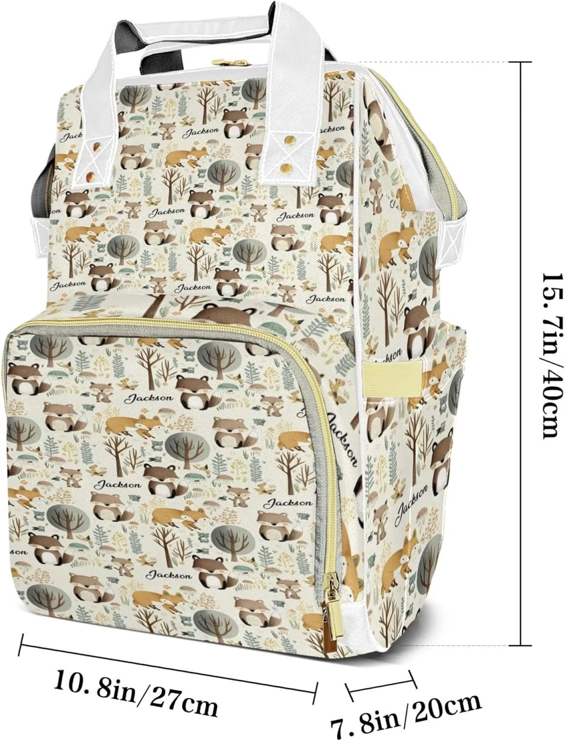 Personalized Diaper Backpack with Name, Custom Woodland Baby Backpack Diaper Bag, Boy Girl Multifunctional Mommy Bag