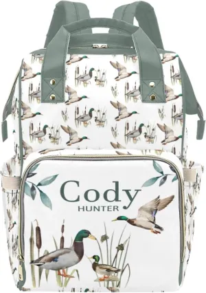 Personalized Diaper Bag Backpack for Women, Custom Name Nursing Mommy Daypack, Diaper Bag for Girls Boys, New Mom Gifts (Wild Duck)