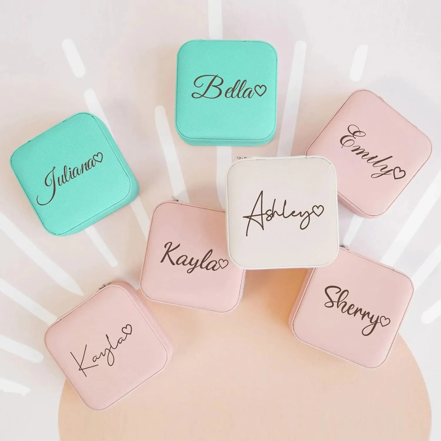 Personalized Jewelry Box for Women, Custom Travel Jewelry Case with Name and Birth Flower, Leather Jewelry Box for Rings, Earrings, Necklaces, Personalized Gifts for Women