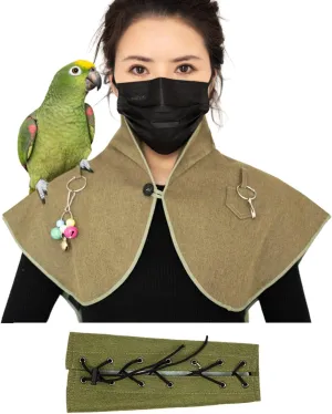 Pet Bird Upgraded Shoulder, Neck Poop Protector and Protective Anti-Scratch Arm Guard Set, Anti-Bite Shoulder Pad Diaper Shawl for Parrot Macaw African Budgies Parakeet Agapornis Fischeri Cockatiel