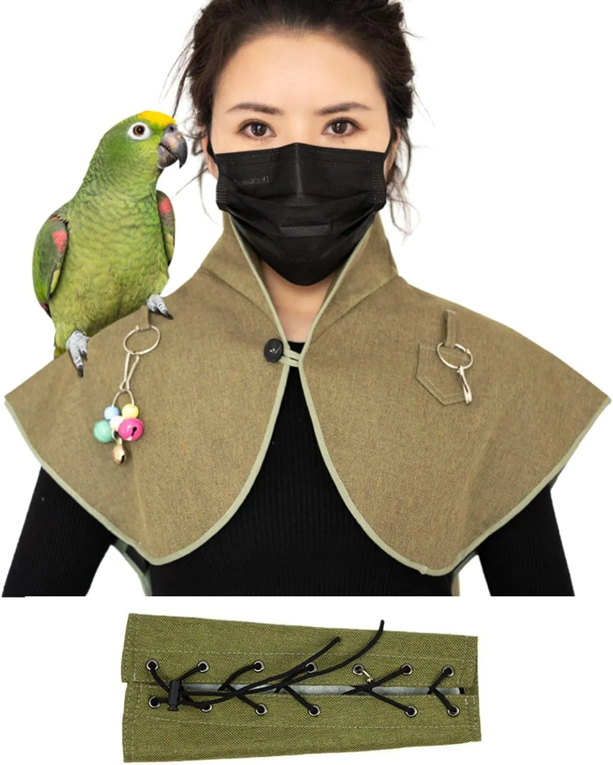 Pet Bird Upgraded Shoulder, Neck Poop Protector and Protective Anti-Scratch Arm Guard Set, Anti-Bite Shoulder Pad Diaper Shawl for Parrot Macaw African Budgies Parakeet Agapornis Fischeri Cockatiel