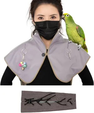 Pet Bird Upgraded Waterproof Shoulder, Neck Poop Protector and Protective Anti-Scratch Arm Guard Set, Anti-Bite Shoulder Pad Diaper Shawl for Parrot Macaw African Budgies Parakeet Agapornis Fischeri
