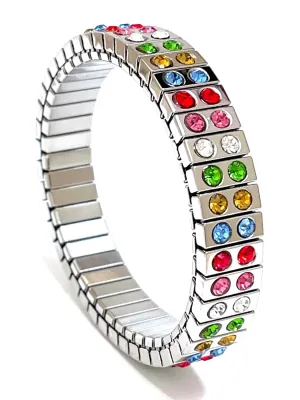PierreLorren 5.00 ct. t.w. Silver Multi Gemstone Bracelet HANDMADE 96 Gemstone Link Bracelet Silver Multi Gem Bracelet Jewelry for woman Anniversary Birthday gift for her Flexible Silver bracelet .4"