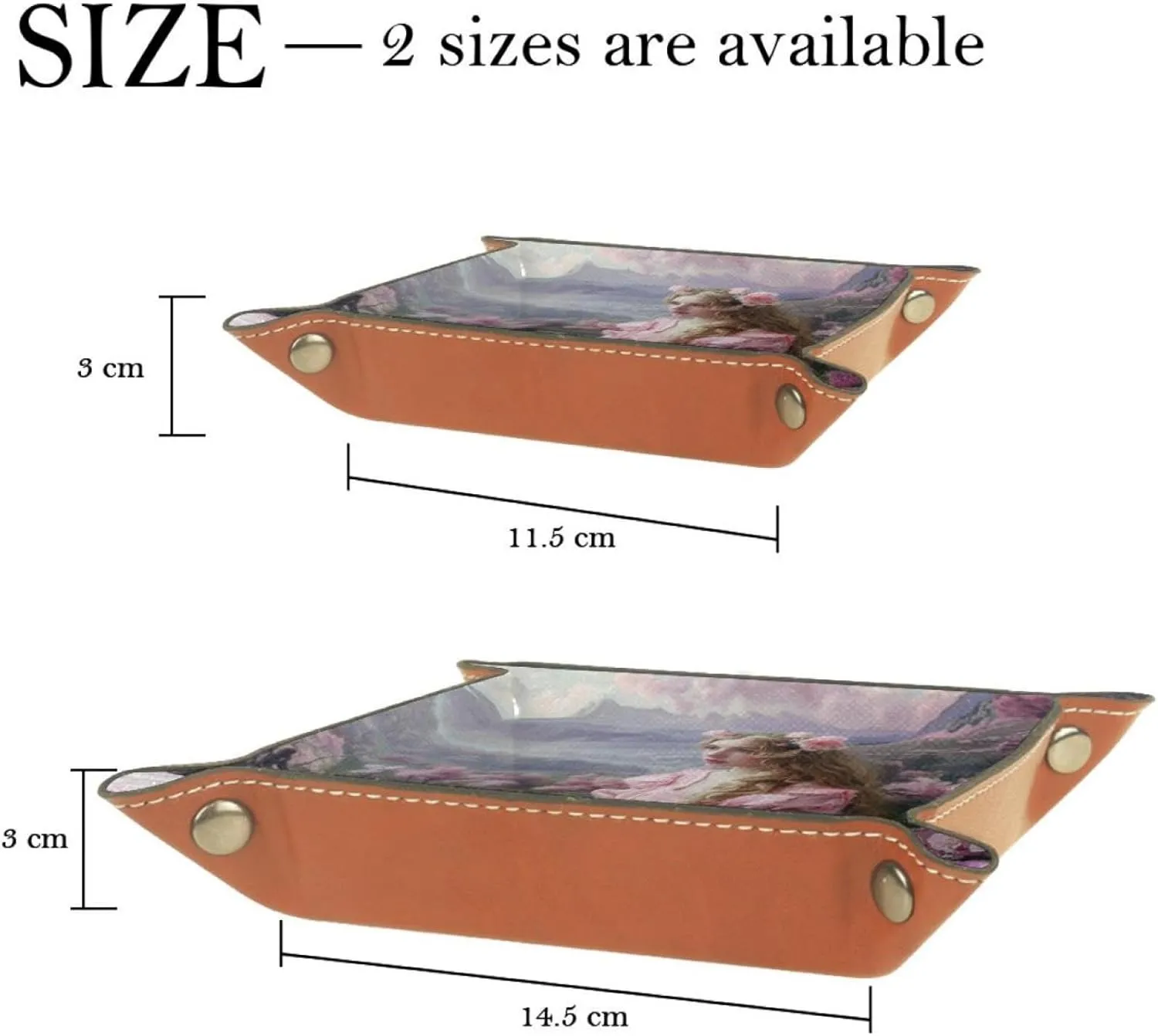 Pink Beautiful Rose Women Stacking Jewelry Organizer Trays, Desk Drawer Earring Tray with Key Tray for Entryway, Decorative Ring Storage Tray for Women and Girls