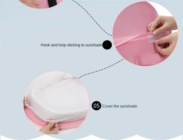 Pink Portable Multi-Purpose Baby Bed and Diaper Backpack - Lightweight, Waterproof, Canvas   Polyester Material, Travel Essential for Moms(With mosquito net and small toys)