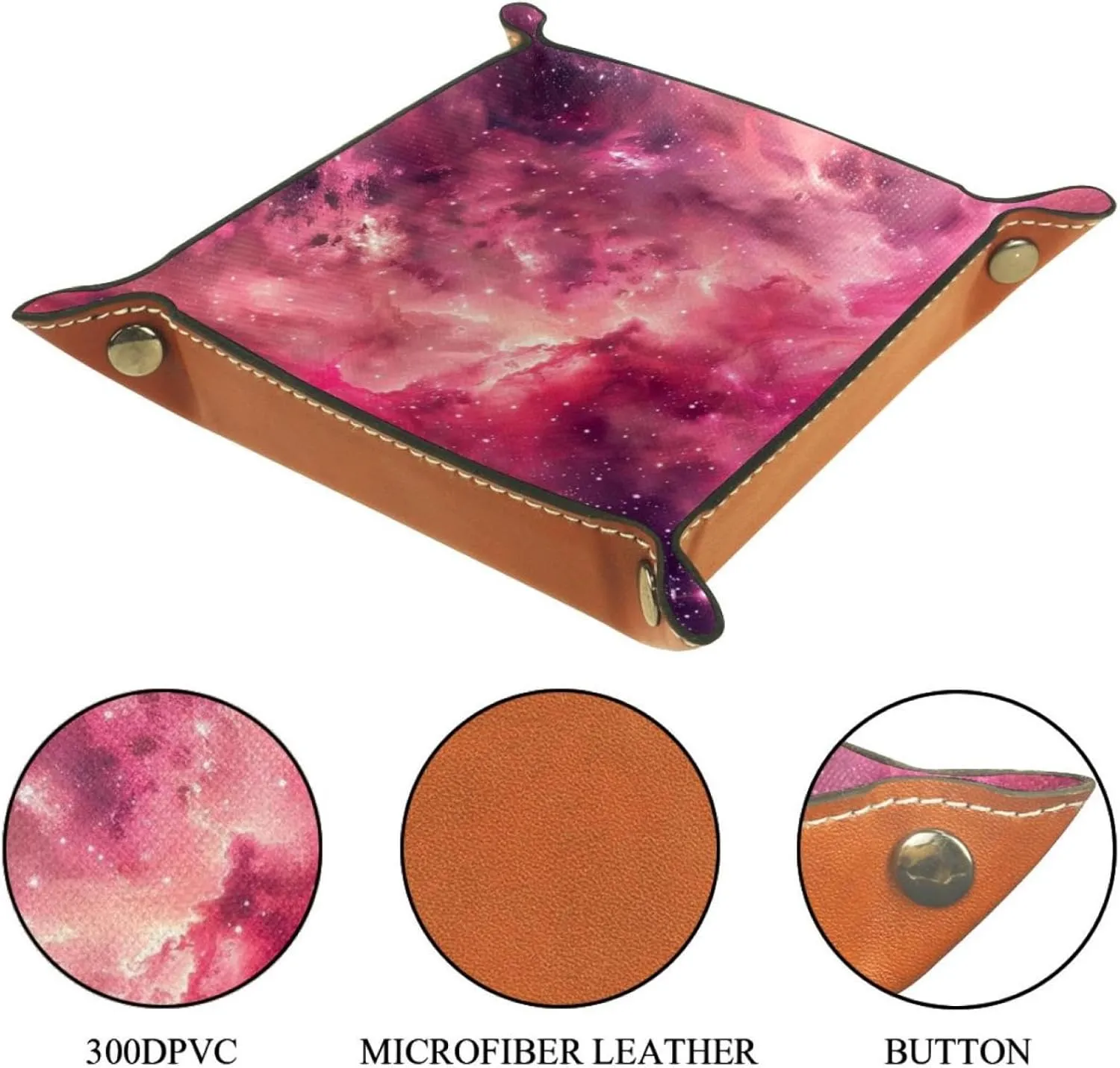 Pink Romantic Galaxy Stacking Jewelry Organizer Trays, Small Desk Drawer Organizer Tray for Earrings, Bracelets, Rings, and More