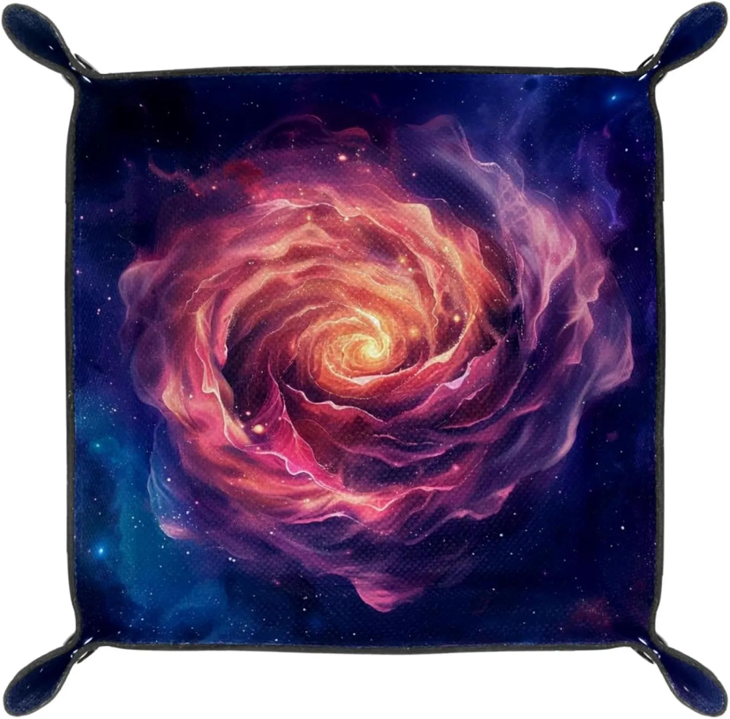 Pink Rose Galaxy Stacking Jewelry Organizer Trays for Women, Desk Drawer Organizer Tray, Earring Tray, Bracelet Tray, and More, 16x16cm, snh-001