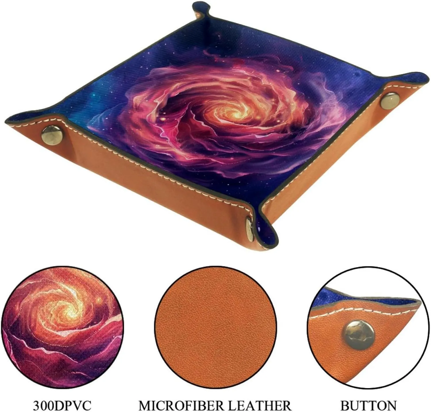 Pink Rose Galaxy Stacking Jewelry Organizer Trays for Women, Desk Drawer Organizer Tray, Earring Tray, Bracelet Tray, and More, 16x16cm, snh-001