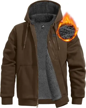 Pioneer Camp Men's Sherpa Lined Hoodie Full Zip Up Heavyweight Hooded Jacket Sweatshirt Fleece Fall Winter Coat with Pocket
