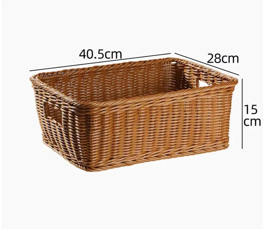 plateau de service en rotin panier tressé avec poignées pour rangement