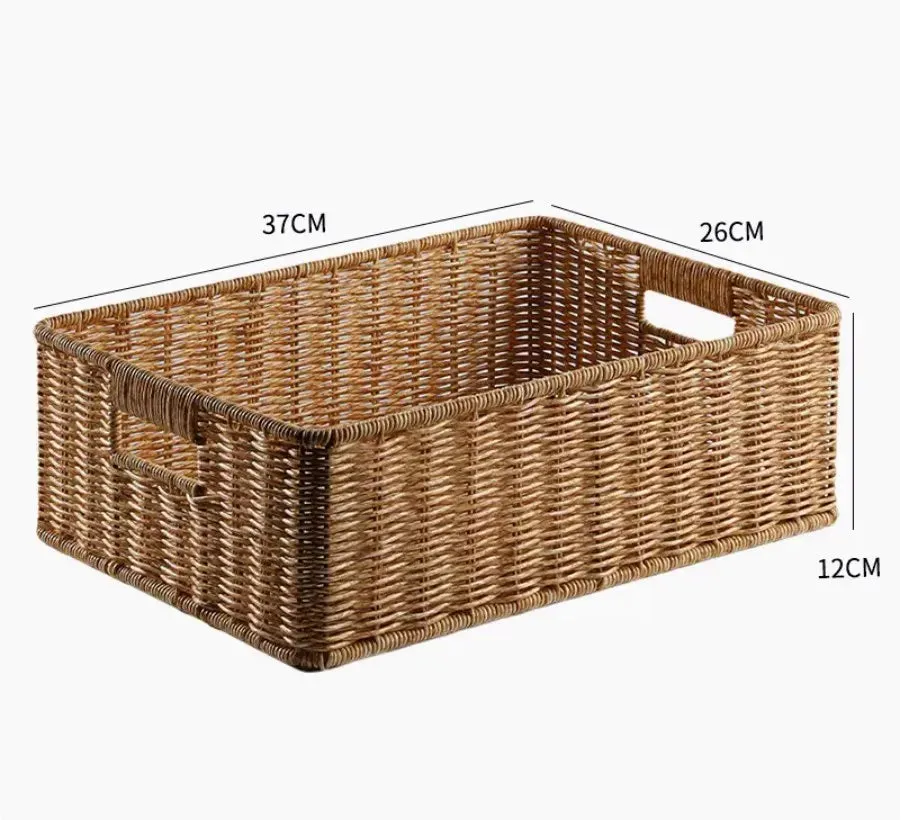 plateau de service en rotin panier tressé avec poignées pour rangement