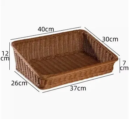 plateau de service en rotin panier tressé avec poignées pour rangement