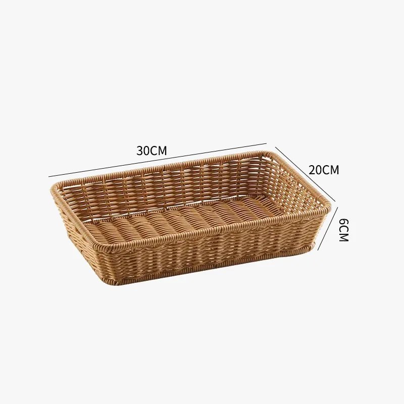 plateau de service en rotin panier tressé avec poignées pour rangement