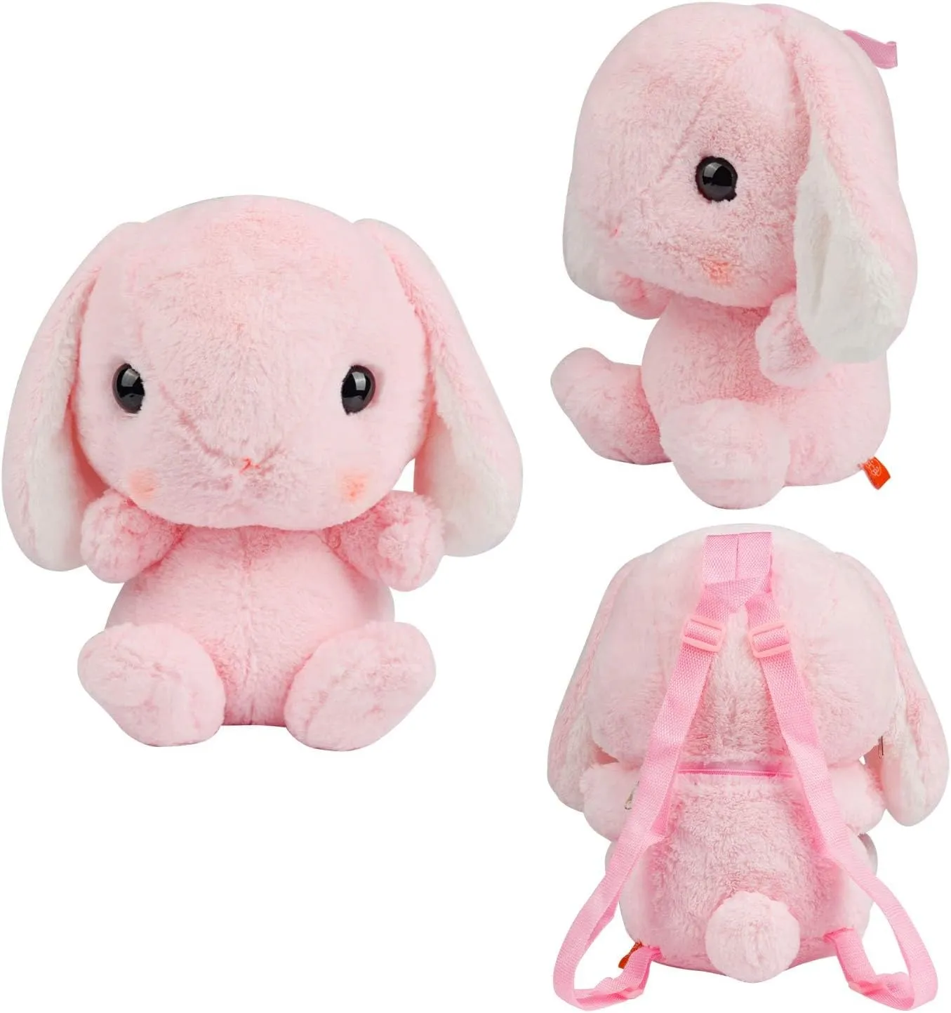 Plush Bunny Backpack for Women with Pockets (Pink)