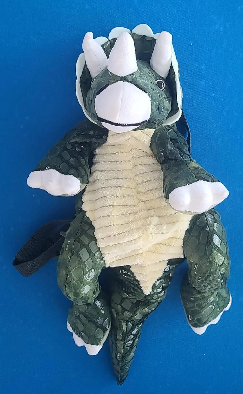 Plush Stuffed Triceratops Dinosaur Mini Backpack, Plush Green Stuffed Animal Shoulder Bag, Adjustable Nylon Straps with Zipper (DINO-3)