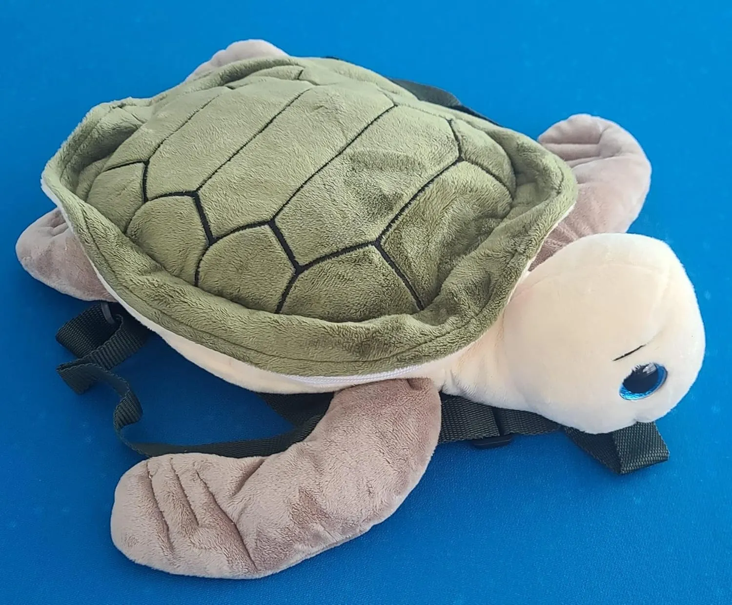 Plush Stuffed TURTLE Mini Backpack, Plush Green Stuffed Animal Shoulder Bag, Adjustable Nylon Straps with Zipper (TURTLE)