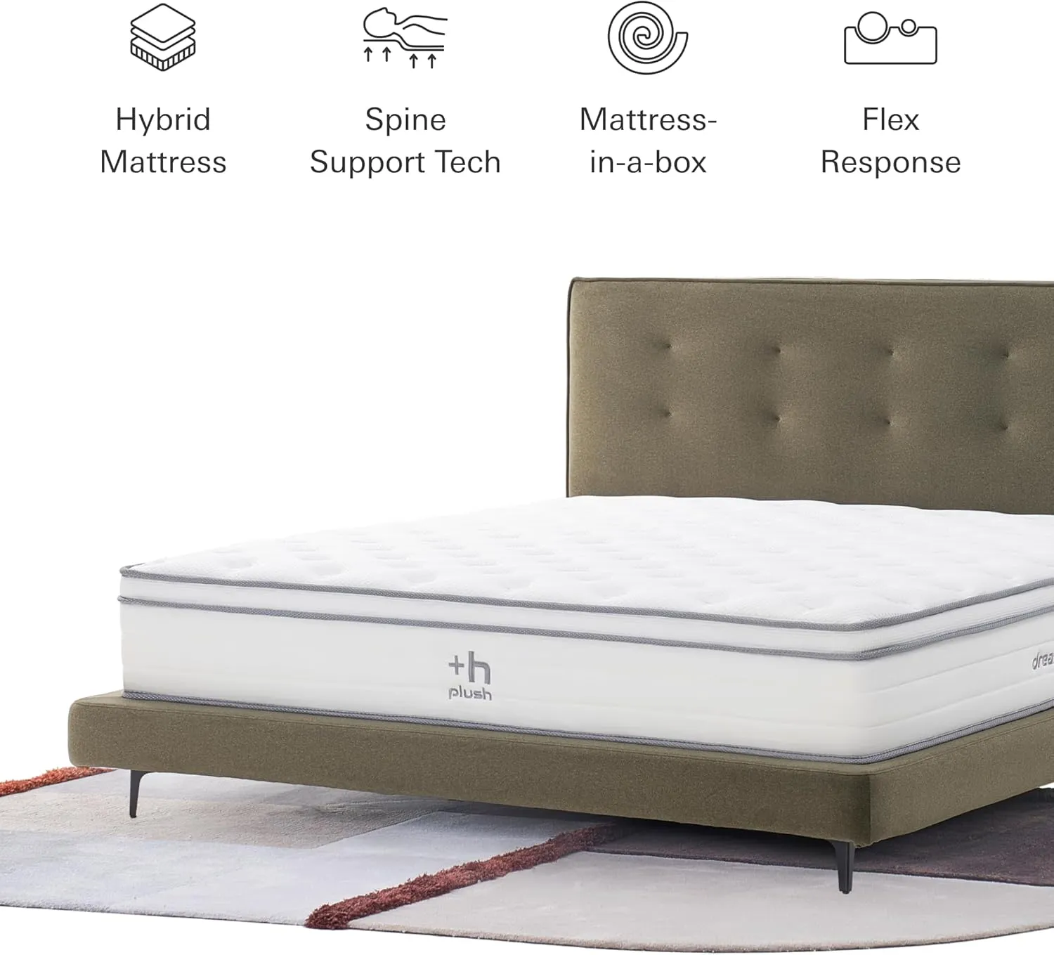 Plush Zen 12 Inch Queen Size Mattress - Firm Hybrid Spring Mattress in a Box with Motion Isolation & Multi-Zone Support, Perfect Cloud Comfort & Memory Foam