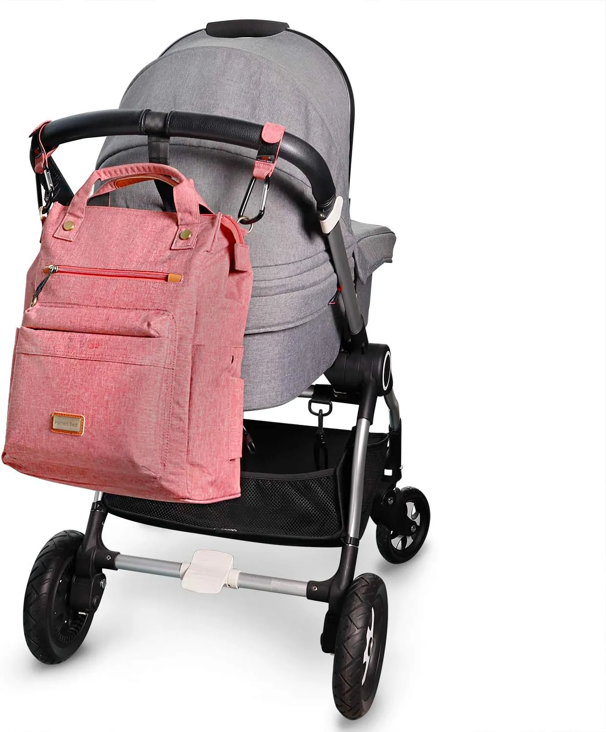Pomelo Best Baby Diaper Bag Backpack, Large Capacity Multifunction Travel Pack with Waterproof Changing Pad, stroller hook with velcro, insulated bottle holder, utensil pocket, Red