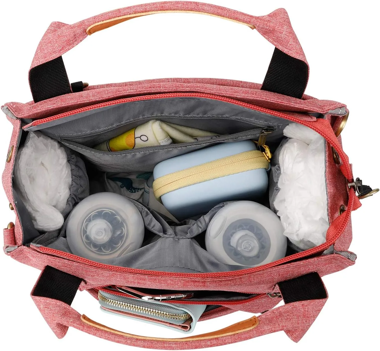 Pomelo Best Baby Diaper Bag Backpack, Large Capacity Multifunction Travel Pack with Waterproof Changing Pad, stroller hook with velcro, insulated bottle holder, utensil pocket, Red