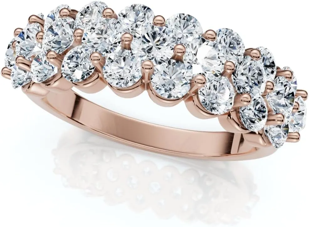 Pompeii 2Ct Multi Row Diamond Anniversary Ring 14k Gold Lab Grown (FG,VS1-VS2)