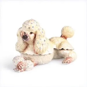 Portman Poodle Dog Enamel and Crystals Figurine Box with Necklace