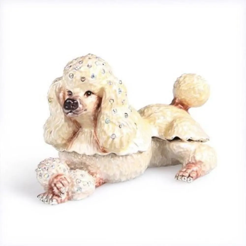 Portman Poodle Dog Enamel and Crystals Figurine Box with Necklace